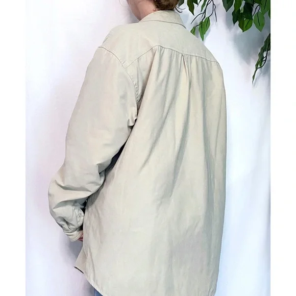Vintage Oversized Neutral Beige Cozy Quilted Button Down Jacket - Picture 6 of 8